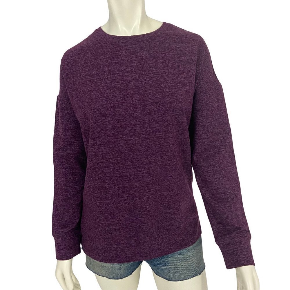 32 Degrees Heat Women's Fleece Sweater Top Size L Heathered Purple Long Sleeve